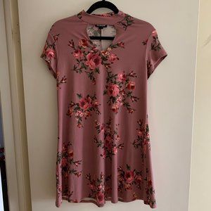 Mauve Floral Short Sleeve Dress